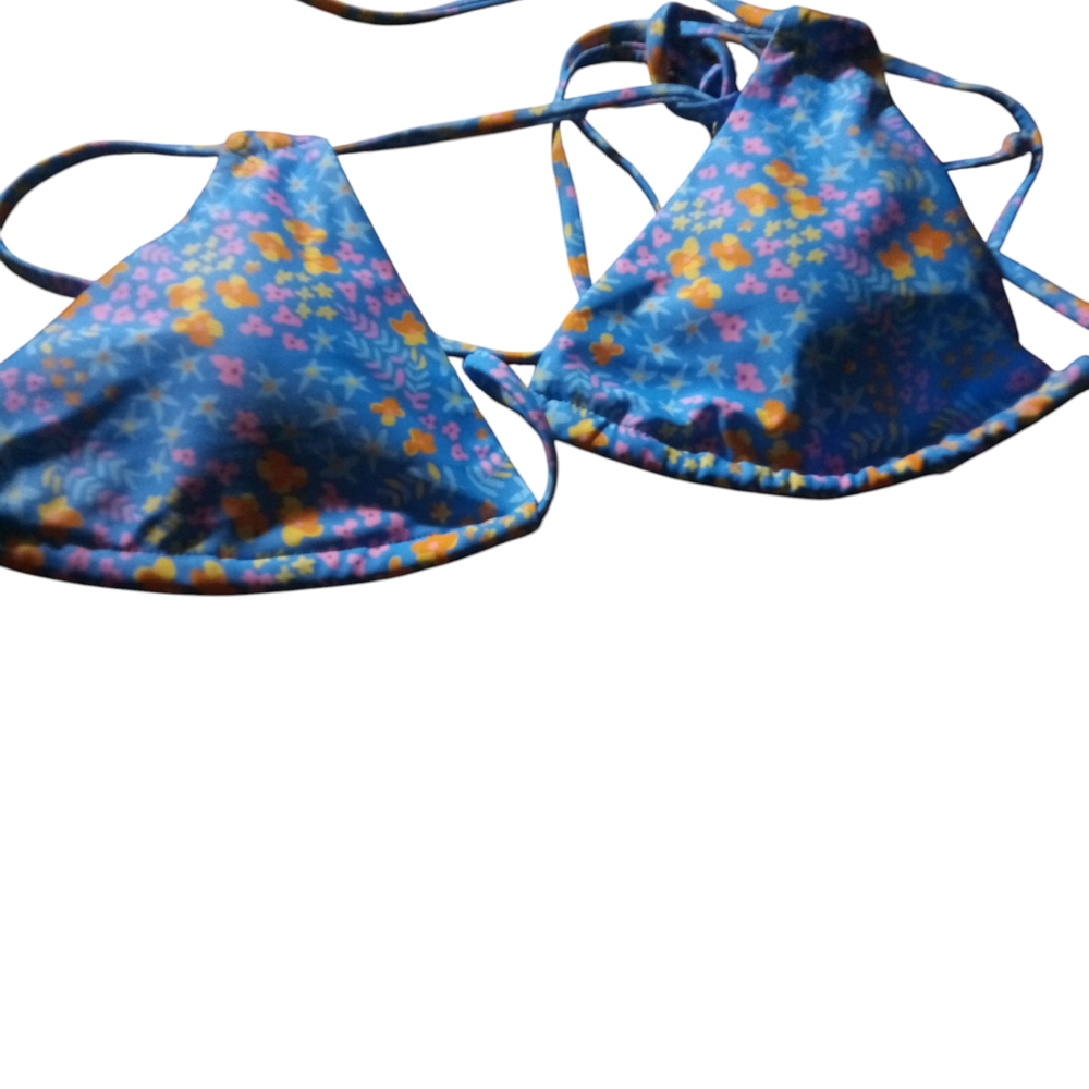 Floral Blue Bikini Top
